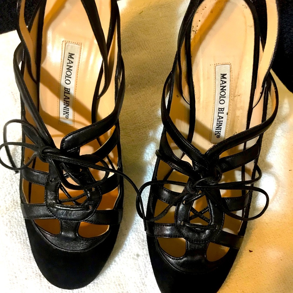 Manolo Blahnik shoelaced heels